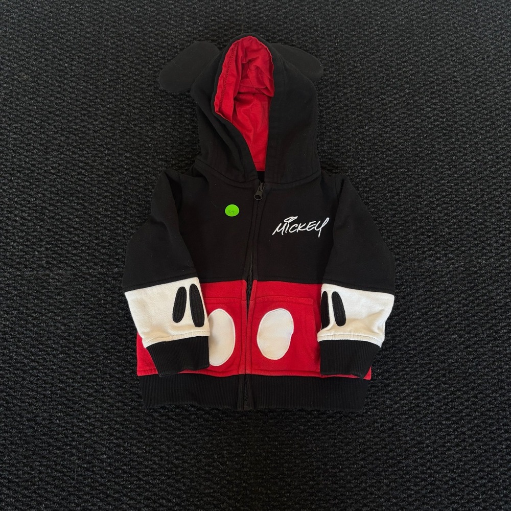 Disney Mickey Mouse Hoodie Sweater Black Red White Baby Girls Toddler Size 2T